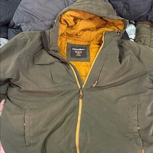 Hawke & Co Olive Puffer Jacket with Mustard Lining